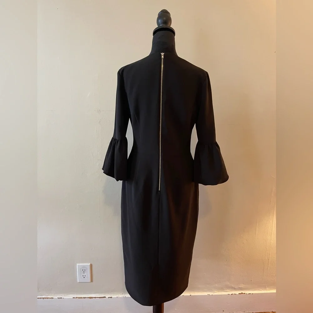 Maggy London, Black Dress w/ Puff wrist sleeves, Size 8, like new - Picture 5 of 8